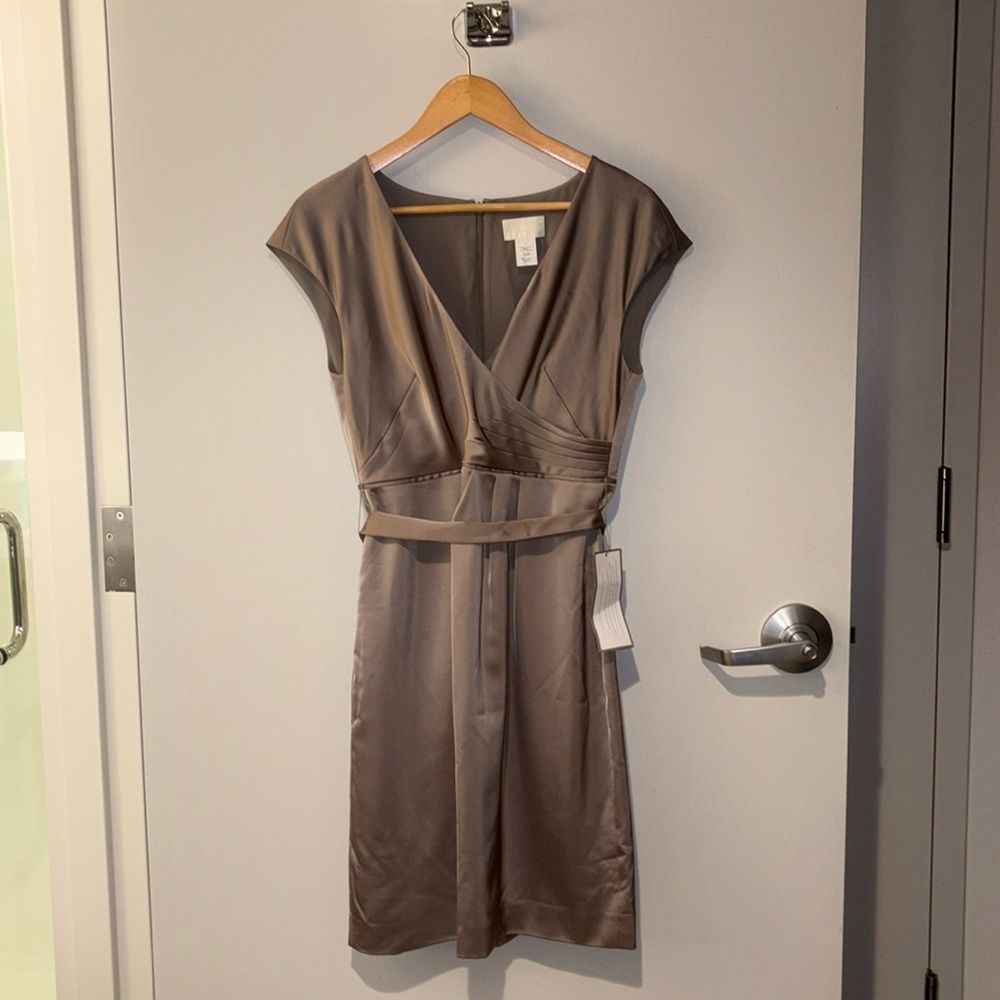 J Crew Satin Dress Sleeveless V-neck Tie Waist Size 6 NWT Cocktail Party Formal